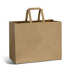 A large flat handle paper bag in brown, featuring two sturdy handles for easy carrying.