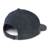 A dark blue corduroy cap featuring a curved brim and adjustable strap at the back. It has a logo.