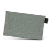 A grey tech pouch with a textured fabric finish and a fabric loop for attachment. Features one logo.