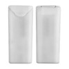A white, plastic bandage case with a simple design, featuring a slight indentation and a lid.