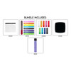 A clear pouch includes a black nail polish, a coloured file set, and a purple bottle of nail treatment.