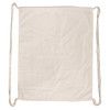 A cream-coloured drawstring bag with two matching drawstrings and no visible logos or branding.