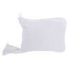 A white foldable calico bag with a zip closure and a small pouch for storage. It features a simple design.