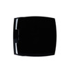 A compact mirror in a sleek black design with a simple, modern shape. It features a reflective interior and a brand logo.