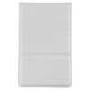 A compact mirror in white, featuring a textured finish, with a logo on the surface.
