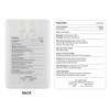 A clear 20ml hand sanitiser spray card with a white liquid inside, featuring a logo and detailed product information on the back.
