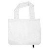 A plain white tote bag with two sturdy handles and a branded tag.