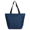 A navy blue tote bag with black handles and a simple design. It features a logo.