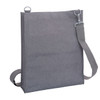 A grey nylon library bag with a shoulder strap and an attachment clip. The bag features a simple design and logo.