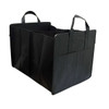 A black non-woven cargo organiser features multiple compartments and sturdy handles for easy carrying.