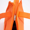 An orange non-woven cooler bag with a top zip closure and two handles. It features a branding logo.