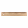 A wooden ruler measuring 20 cm, featuring a hole at one end and markings in centimetres.