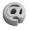 A grey stress relief shape in the form of an "@" symbol. It has a smooth texture and a minimalist design.