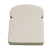 A squishy stress relief shape designed like a slice of bread, featuring a beige colour with a textured surface.