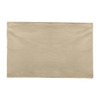 A beige cotton tea towel with a plain surface, featuring a logo in one corner.