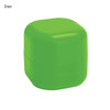 A green cube-shaped lip balm container with a smooth surface and no visible branding.
