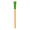 A bamboo pencil with a green rubber grip at one end, designed for writing.