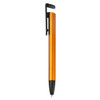 An orange stylus pen with a black tip and clip, designed for writing and touchscreen use.
