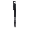 A black stylus pen with a sleek design and silver detailing, featuring a clip for easy attachment.