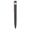 A metal pen in black with a chrome clip, featuring a sleek design and a brushed finish.