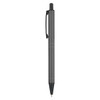 A metal pen in a sleek black finish with a clip and smooth design. The pen features a logo on its body.