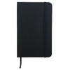 A6 Handy PU Notebook in black with an elastic closure and a ribbon bookmark, featuring a logo on the cover.