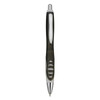Aero plastic pen in black with chrome accents and textured grip. Features a logo on the body.