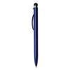 A sleek blue stylus pen with a black tip and a clip for easy attachment. Features a simple design and branding.