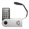 A 360-degree torch in white and black features multiple LED lights and a wrist strap for easy carrying.