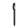 A black metal pen with a sleek design and a clip. The pen has a silver accent and a branding logo.