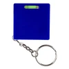 A blue Leveller Tape Measure keyring featuring a small level bubble. Includes a metal keyring attachment.