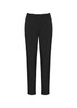 Black women's ultra comfort waist pants, designed for a relaxed fit. Features a basic slacks style with a waistband.