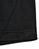 A close-up of a black polo shirt featuring a contrast collar and short sleeves, with visible stitching details.