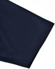 A navy men's sustainable poly/cotton polo shirt featuring a short sleeve design and a logo.