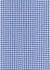 A blue and white gingham patterned fabric, featuring a checkered design suitable for a button-up shirt.