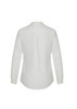 A white long sleeve blouse with a button-up design and back pleat detail. The blouse features a collar and cuffs.