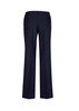 Dark navy women's classic pants with a straight leg design and a back pocket. Features a logo on the waistband.