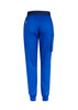 A pair of blue men's slim leg jogger scrub pants featuring an elastic waistband and pockets.