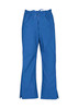 Classic women's bootleg scrub pant in a vibrant blue colour, featuring an elastic waistband and side pockets.