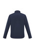 A navy jacket designed for kids, featuring a simple, classic style and a collar at the neckline.