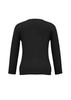 A women's black 2-way zip cardigan with long sleeves and a fitted design. The back view features a smooth, seamless finish.