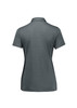 A women's short sleeve polo shirt in a muted grey tone with a basic collar and a subtle textured pattern.