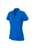 A women's short sleeve polo in vibrant blue with subtle black detailing and a logo.