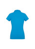 A women's short sleeve polo shirt in a bright blue colour featuring a subtle ribbed texture and a branded logo.