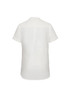 A white short sleeve blouse featuring a relaxed fit and a back seam detail. It includes a logo.