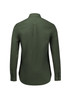A women's long sleeve button-up shirt in dark green with a textured pattern and a back yoke detail.