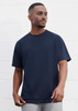 A navy blue short sleeve tee featuring a classic design and relaxed fit, with a logo on the chest.
