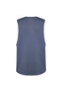 A sleeveless tee in a dark blue colour with a rounded hem and a simple design. It features a logo.
