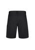 Men's lightweight outdoor shorts in black with a pocket detail and a branding logo.