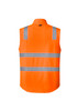 A bright orange unisex hi-vis softshell vest with reflective strips and a logo.